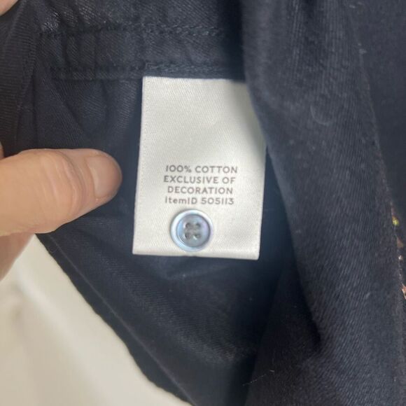 L.L. Bean Signature 100% Cotton Black Embroidered Pheasant Print Classic Blouse - Picture 11 of 12